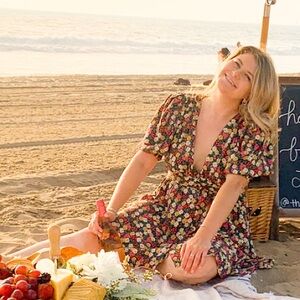 Zara Floral Mini Dress - Black Base with Red, Pink and Yellow Blossoms